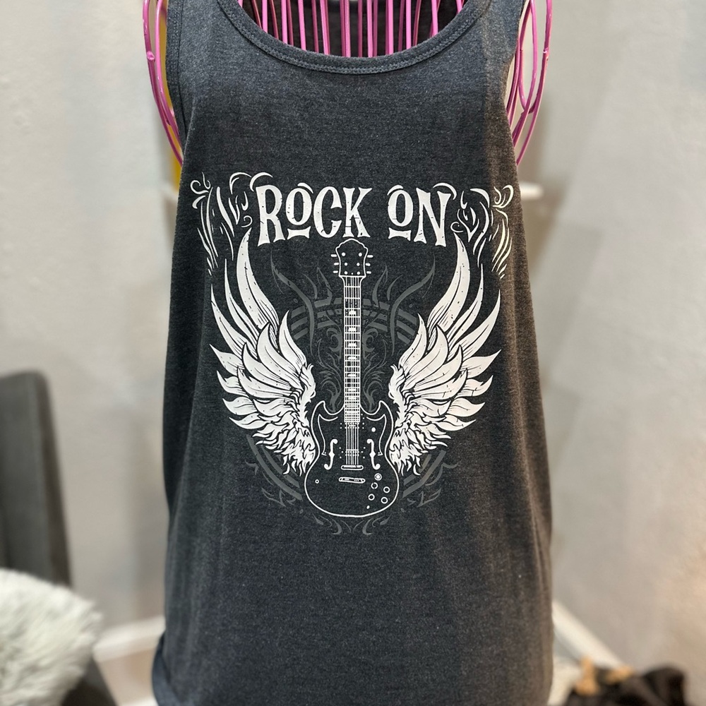 Rock On Graphic Tank Top - Black